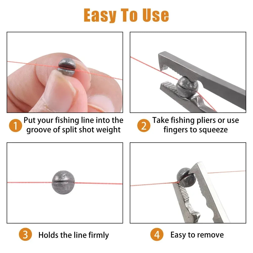 Round Split Shot Fishing Sinkers - 100g Box of 205pcs - Removable Weights for Jig Rigs