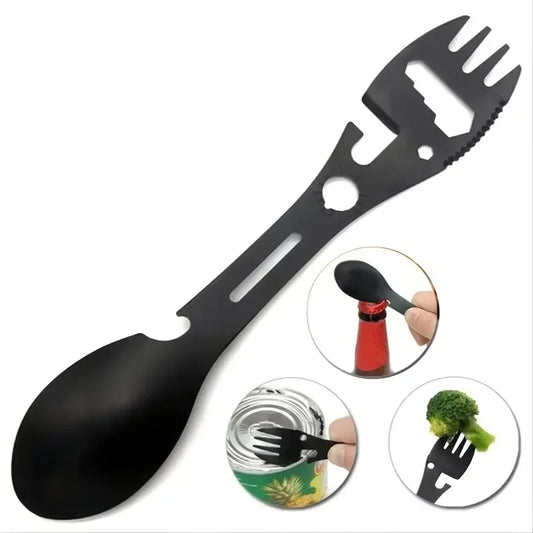 Multi-Tool Camping Utensil Set - Lightweight Fork, Spoon & Bottle Opener for Outdoor Survival