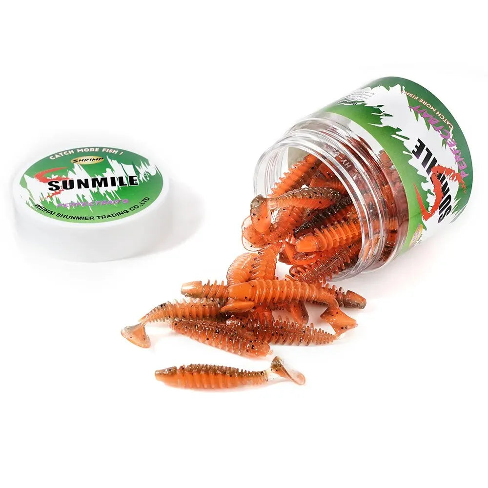 SUNMILE Artificial Soft Bait Fishing Worms - 4cm/0.6g - 20 Piece Set - Rock Fishing Wobblers for Perch, Trout & Bass