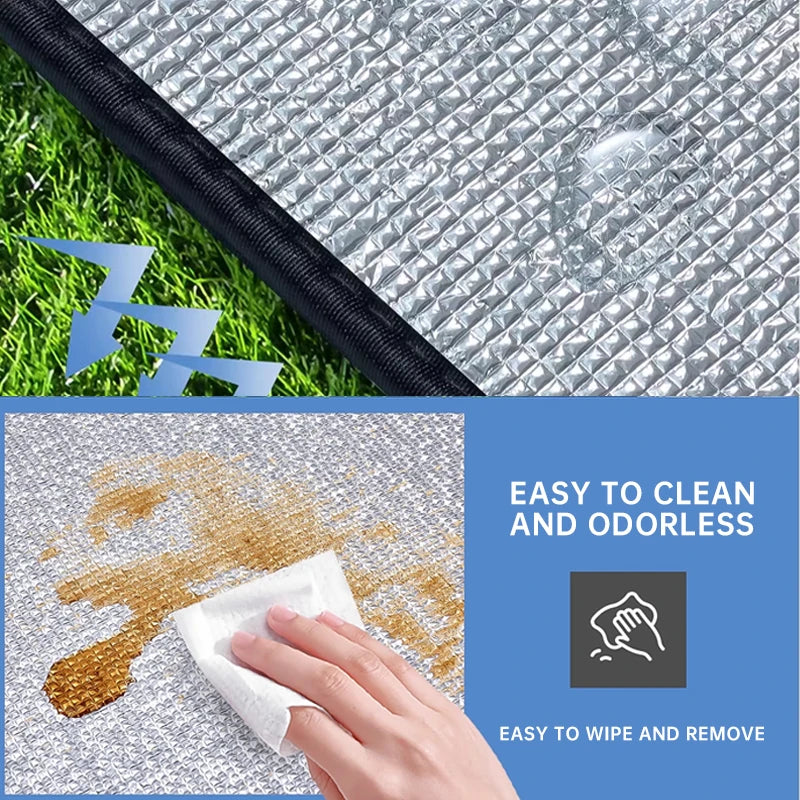 Waterproof Camping Mat - Double-Sided Aluminum Film Beach Blanket for Outdoor Picnic, Tent Floor & Portable Moisture-Proof Pad