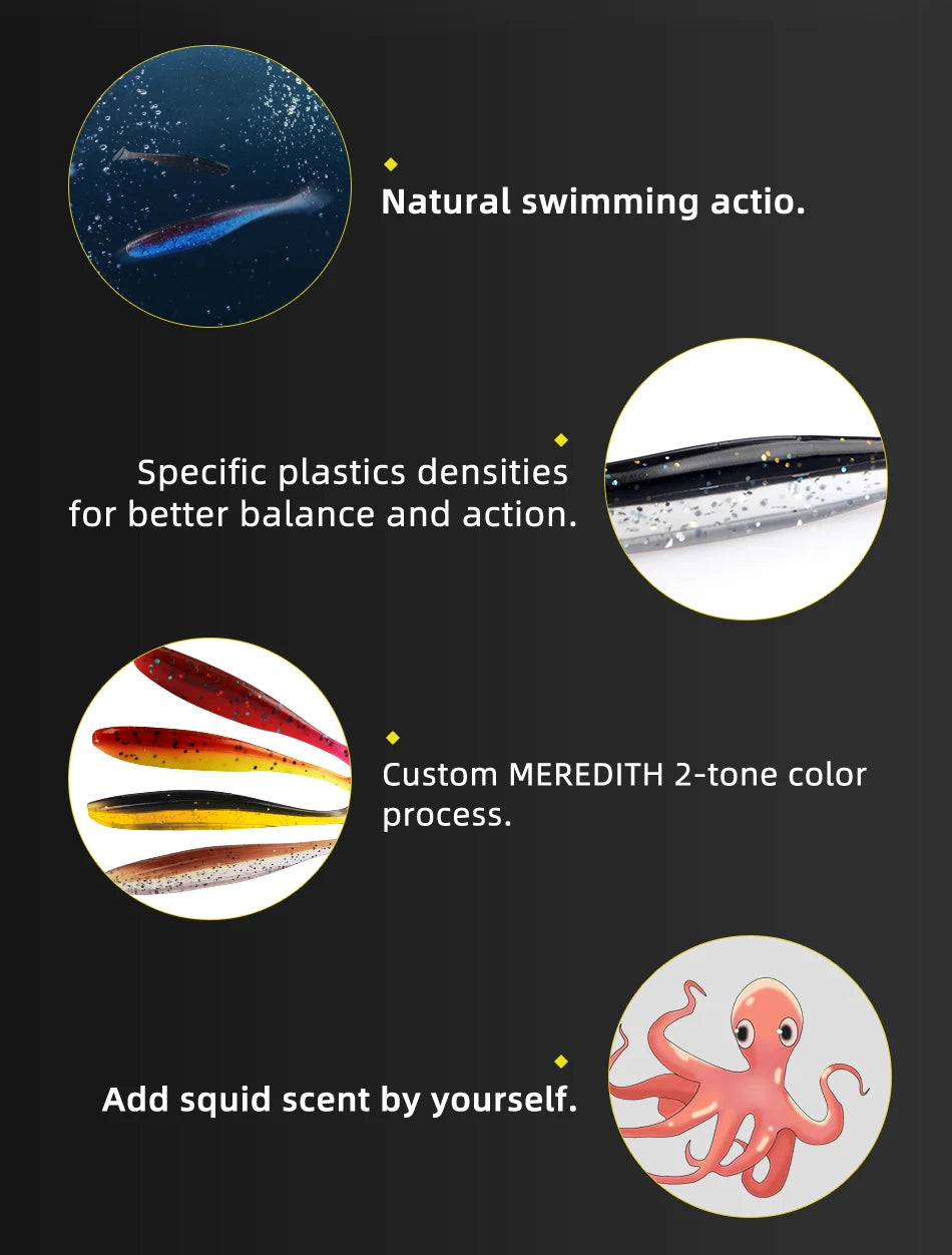 MEREDITH Soft Silicone Fishing Lures - Easy Shiner Wobblers 50mm/65mm/75mm/100mm - Artificial Plastic Baits for Carp Fishing