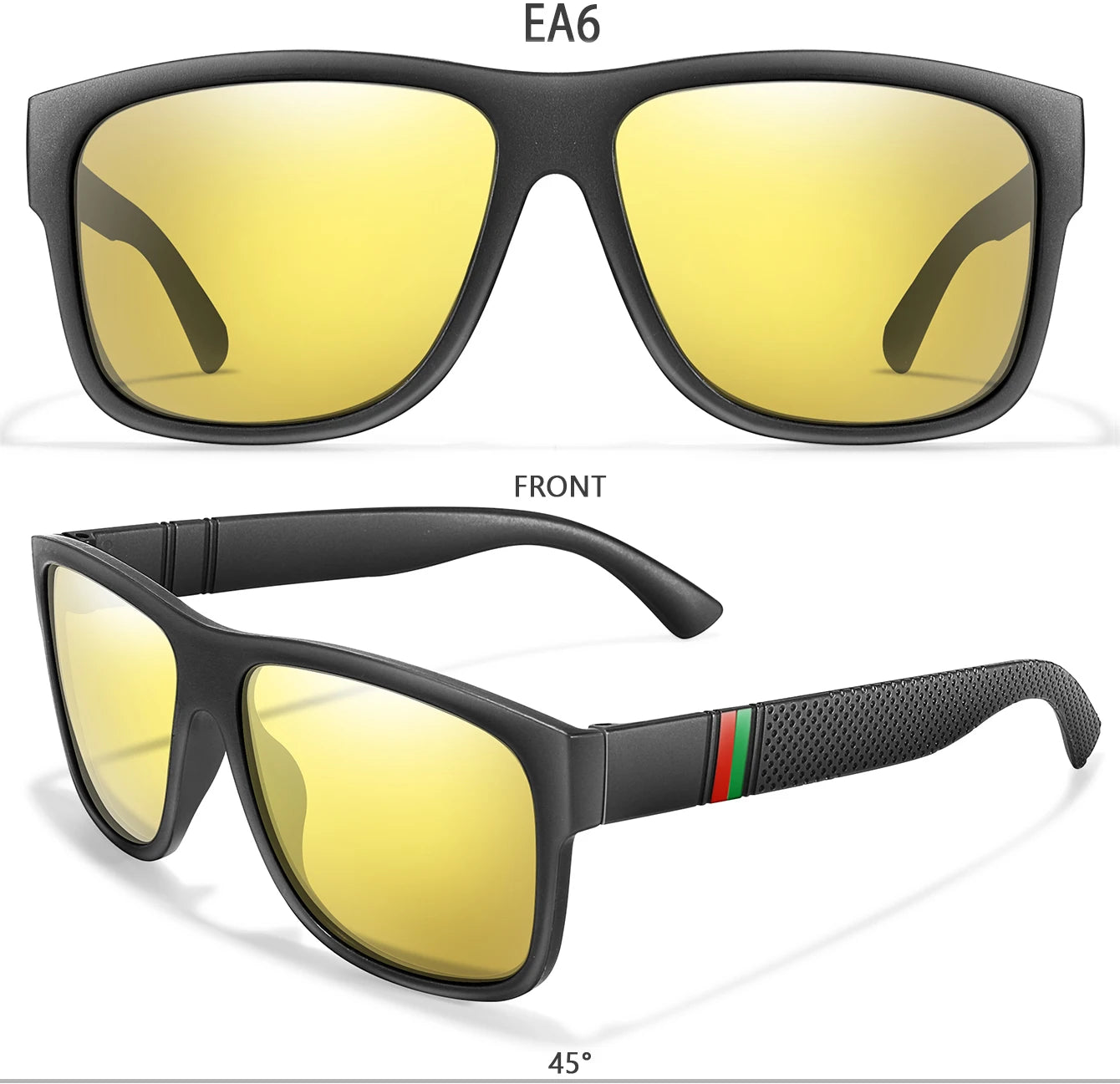 Men's Vintage Large Frame Square Polarized Sunglasses - UV400 Protection for Fishing, Driving, Cycling & Running