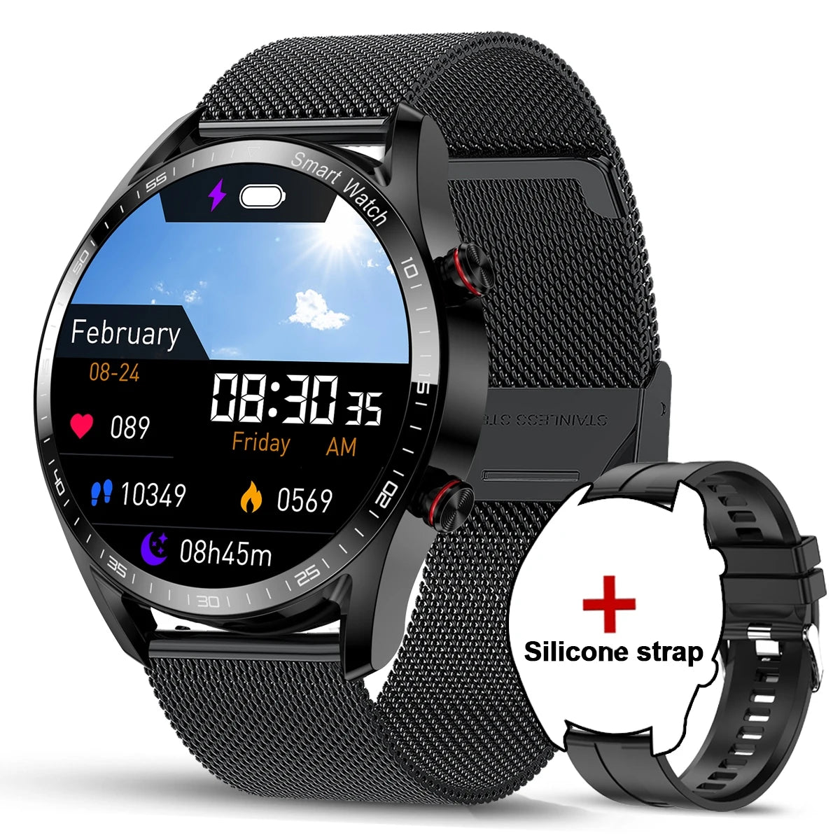 1.53" Full Touch Screen Smart Watch - Multi-Sport Mode with ECG+PPG, Waterproof & Bluetooth Call