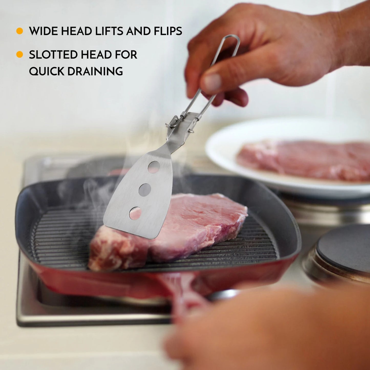 Stainless Steel Folding Spatula Turner - Compact Outdoor Cooking Tool for Camping, Hiking, BBQ, Picnic - Perfect for Mini Pancakes, Bread, Steak & Flat Cooking