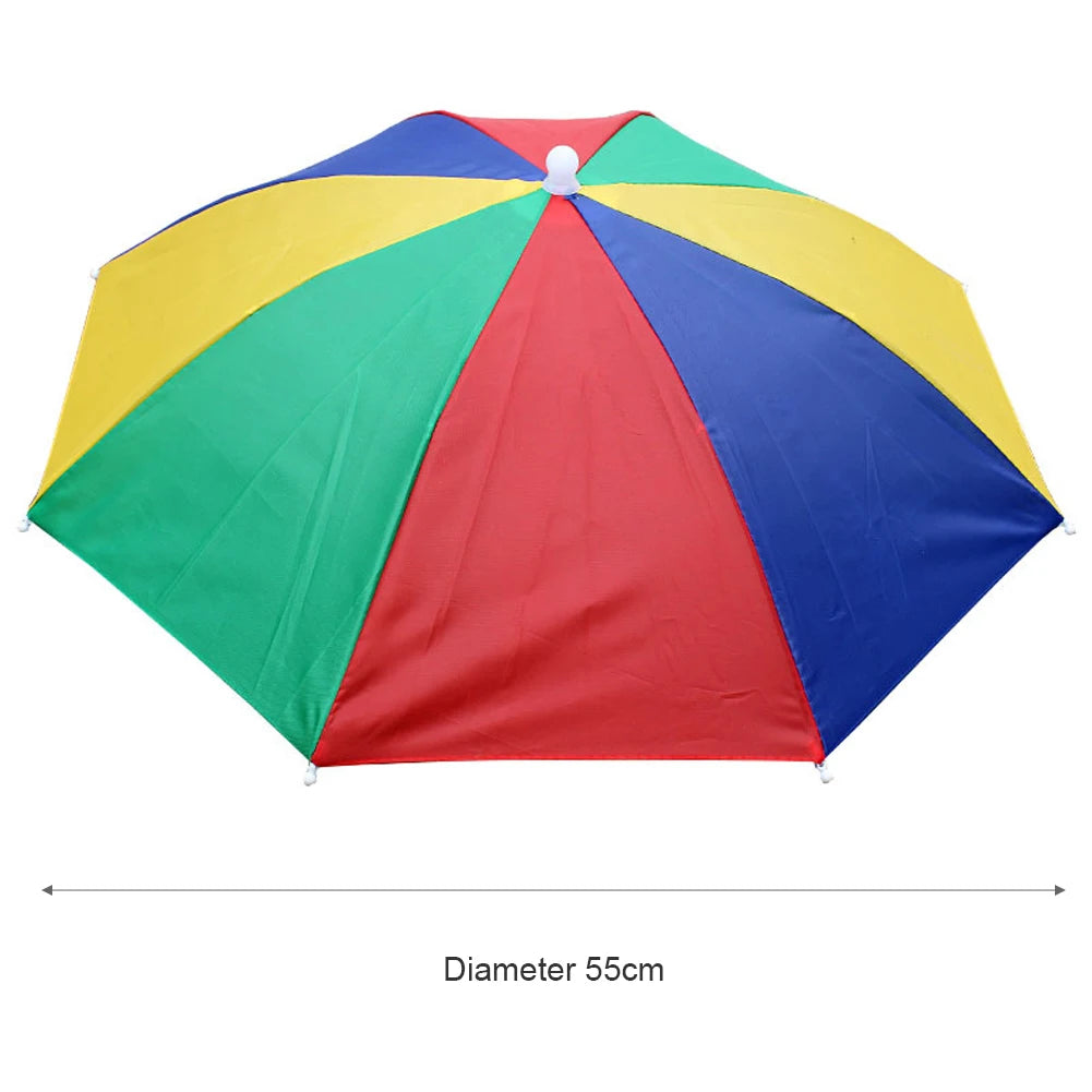 Foldable Umbrella Hat - Waterproof Hands-Free Rain & Sun Protection for Fishing, Camping & Beach (55-95CM Adjustable)
