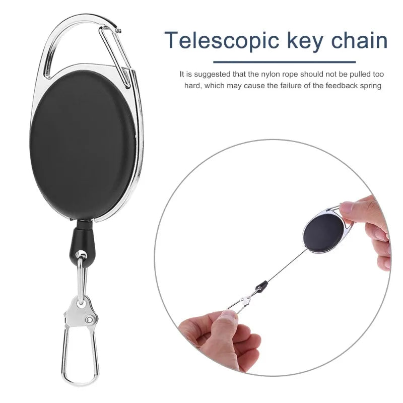 Retractable Badge Holder with Keychain - ID Card Holder with Backpack Clip, Lanyard & Hiking Buckle Key Ring Tool