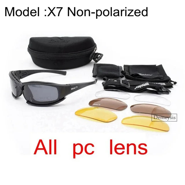 Tactical Polarized Sports Sunglasses - 4 Interchangeable Lenses Set with Original Box - Men's Shooting & Hiking Eyewear