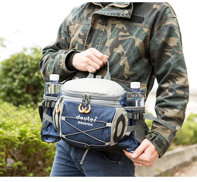 Men's Outdoor Sports Waist Bag - Multi-Purpose Hiking Backpack for Cycling, Camping, Climbing, Running with Water Bottle Holder - Bicycle Fanny Pack for Fishing