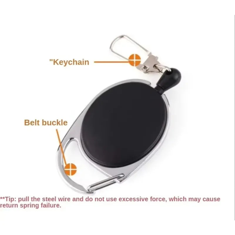 Retractable Badge Holder with Keychain - ID Card Holder with Backpack Clip, Lanyard & Hiking Buckle Key Ring Tool