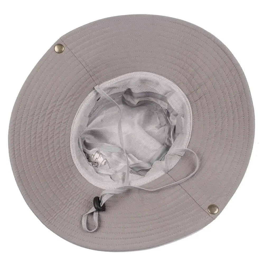 Men's UV Protection Wide Brim Bucket Hat - Outdoor Safari Hiking Mesh Fisherman Cap
