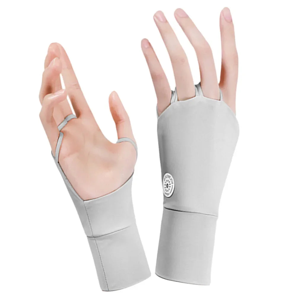 Women's Half-Finger Golf Gloves - UV Protection Ice Silk with Breathable Hollow Palm Design for Outdoor Sports