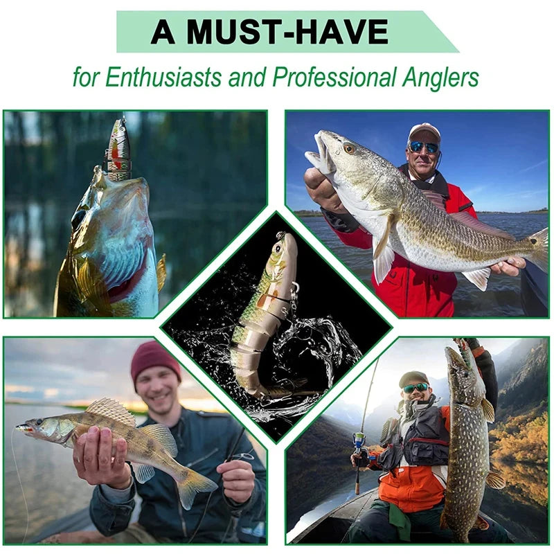 Multi-Jointed Swimbait Fishing Lure - Slow Sinking Bionic Crank Bait for Freshwater & Saltwater Bass and Trout