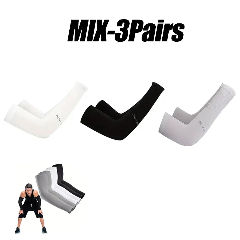 10 Pairs Summer Cycling Ice Silk Arm Sleeves - UV Protection Cooling Arm Covers for Running & Outdoor Sports - Fingerless Unisex