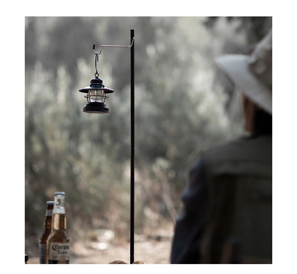 Portable Camping Lantern Stand - Detachable Tabletop Light Holder with Hangers for Hiking & Tourist Equipment