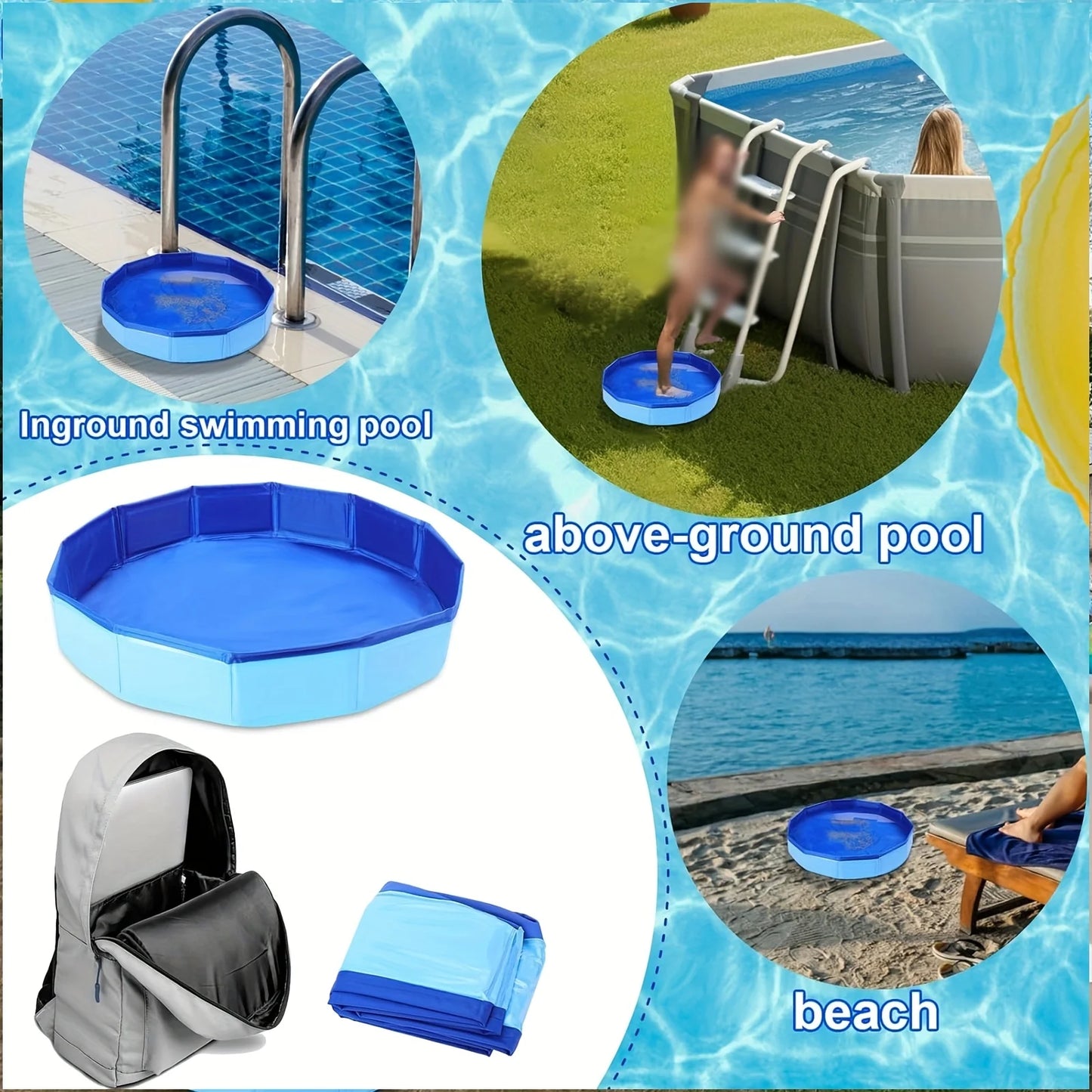 Maintains all key specifications (portable, folding/foldable, foot bath, PVC composite, bucket)