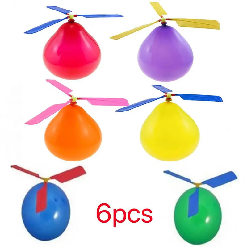 6 Pcs Air Balloon Helicopter Toy - Funny Balloon Ortable Outdoor Helicopter Flying Kids Birthday Party Childrens Day Game
