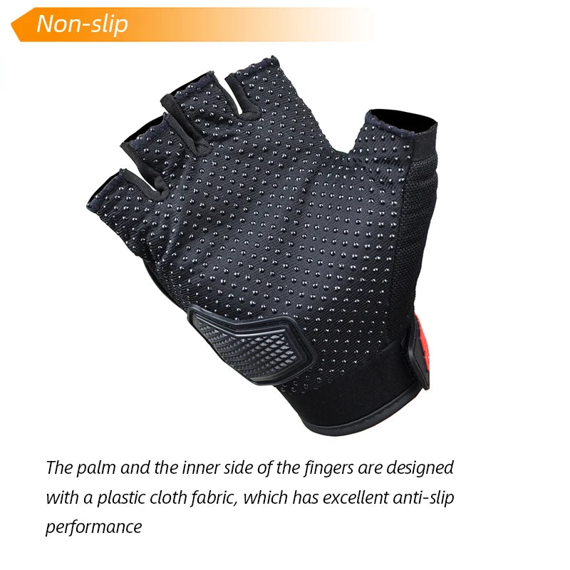 MOTOCENTRIC Half Finger Motorcycle Gloves - Breathable Summer Riding Gloves with Anti-Fall Palm Guard for ATV MTB Cycling