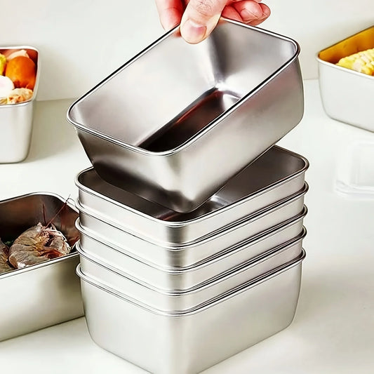 Premium Stainless Steel Food Container Set - 6-Piece Leakproof & Stackable Storage with Secure Lids for Outdoor Adventures, School & Travel