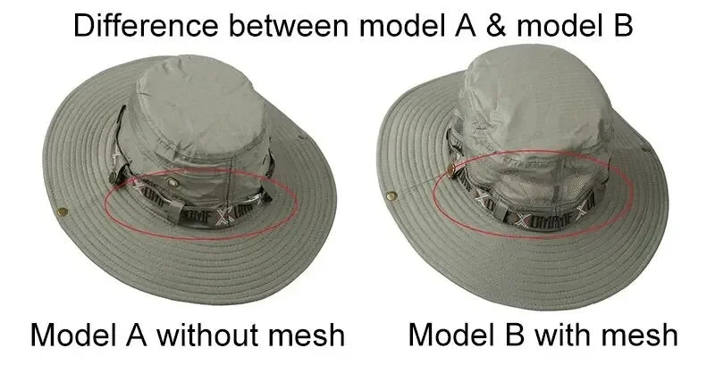 Men's UV Protection Wide Brim Bucket Hat - Outdoor Safari Hiking Mesh Fisherman Cap
