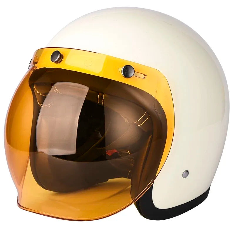 Retro Motorcycle Helmet Bubble Visor - Anti-Fog UV Protection HD Lens for Open Face Half Helmets