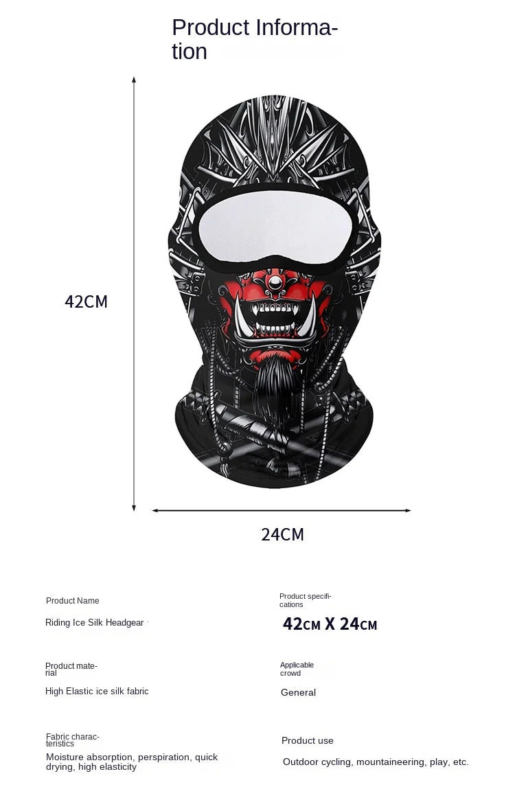 Full Face Balaclava Mask - Breathable Windproof UV Sun Protection - Moto Skull Ghost Clown Design for Summer Spring