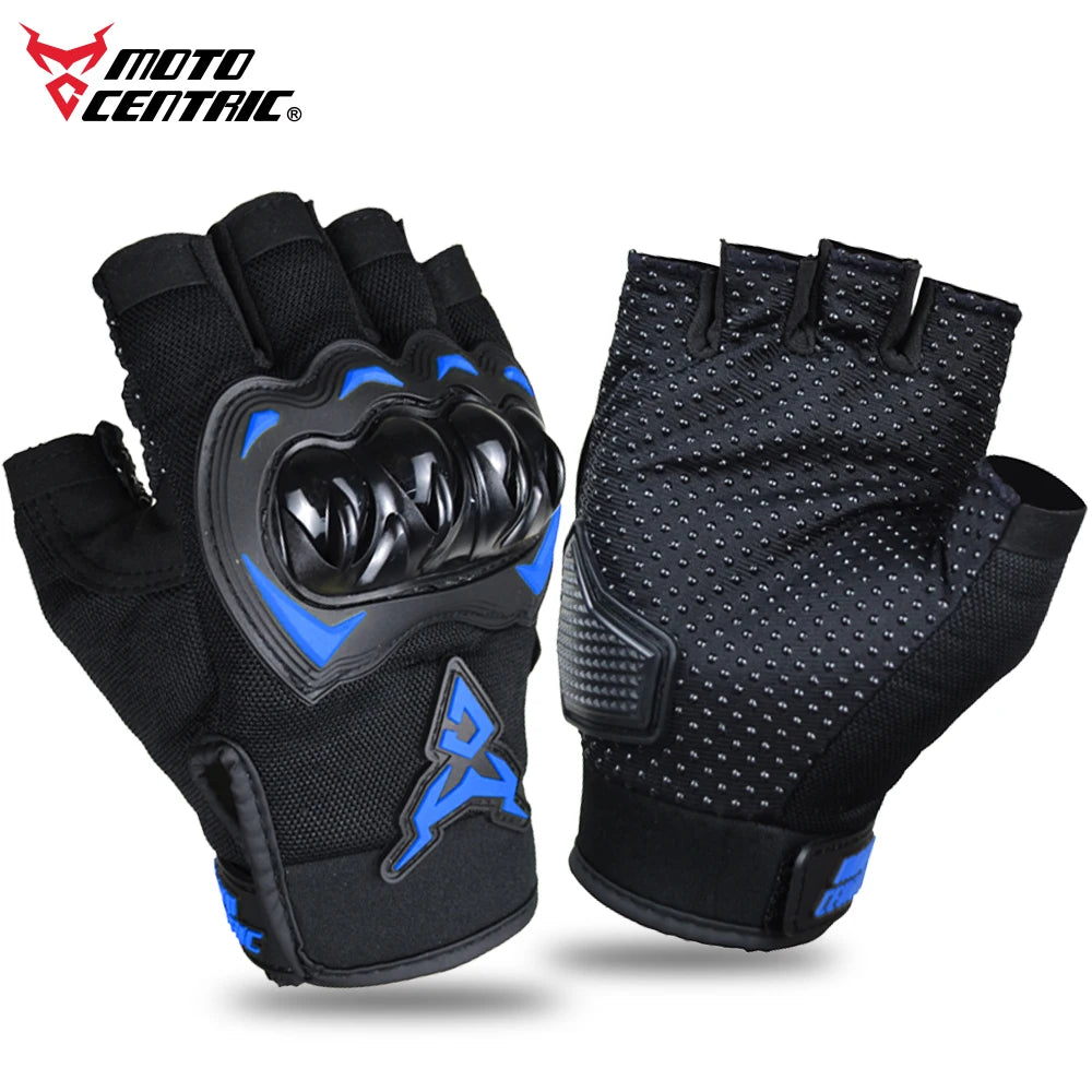 MOTOCENTRIC Half Finger Motorcycle Gloves - Breathable Summer Riding Gloves with Anti-Fall Palm Guard for ATV MTB Cycling