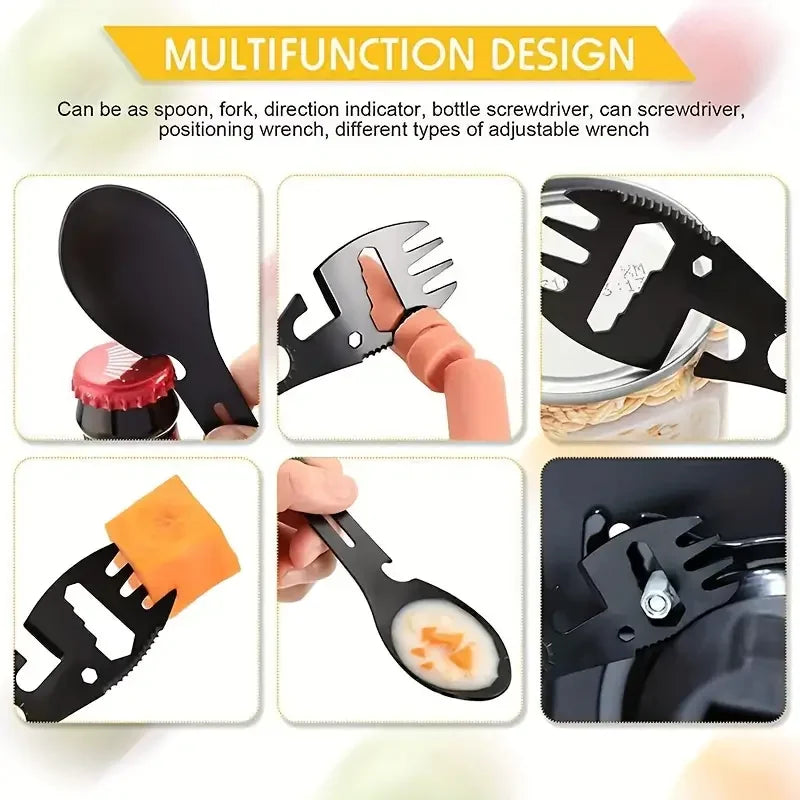 Multi-Tool Camping Utensil Set - Lightweight Fork, Spoon & Bottle Opener for Outdoor Survival
