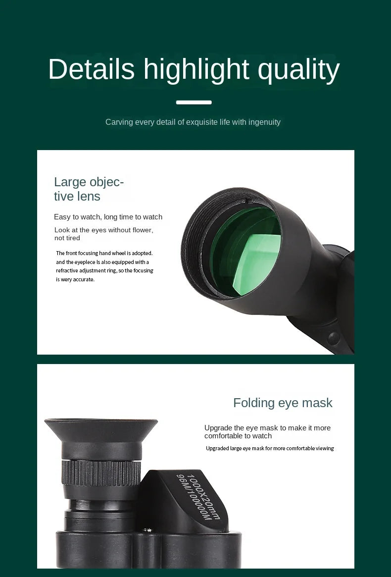 High-Definition Portable Monocular Telescope - High Magnification Zoom for Hunting, Camping, Mountaineering & Outdoor Fishing