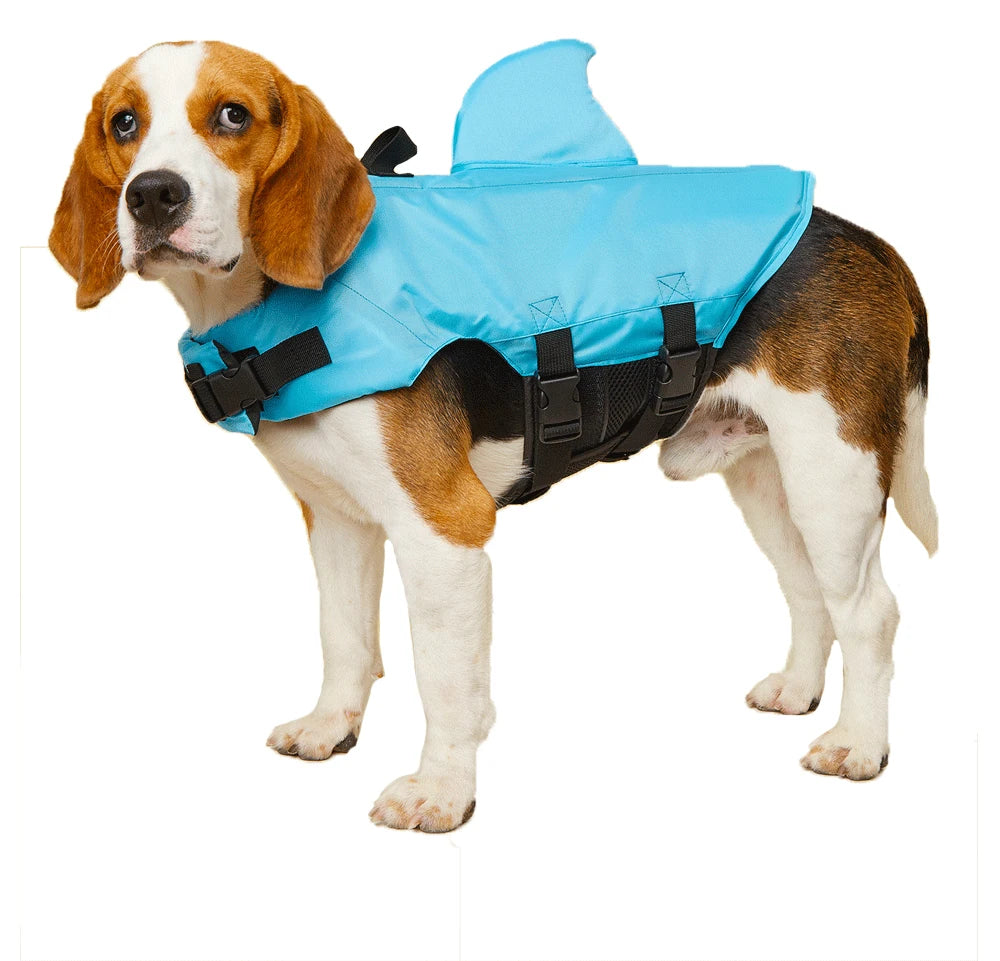 Enhanced Buoyancy Dog Life Jacket - Safety Swimming Vest with Handle for Small Medium Large Dogs - Shark Design Surfing Gear