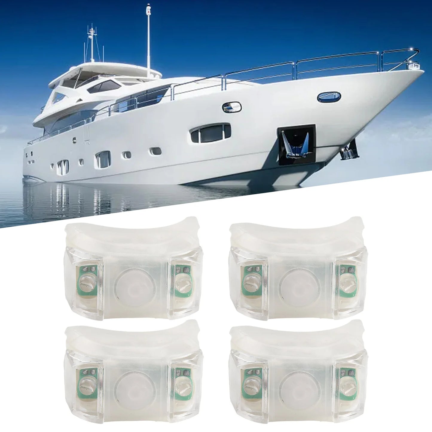 Marine LED Navigation Light Set - 4-Piece Waterproof Boat Lights for Kayak, Sailboat, Pontoon & Cargo Ships - Night Fishing Safety Lights with AG10 Battery