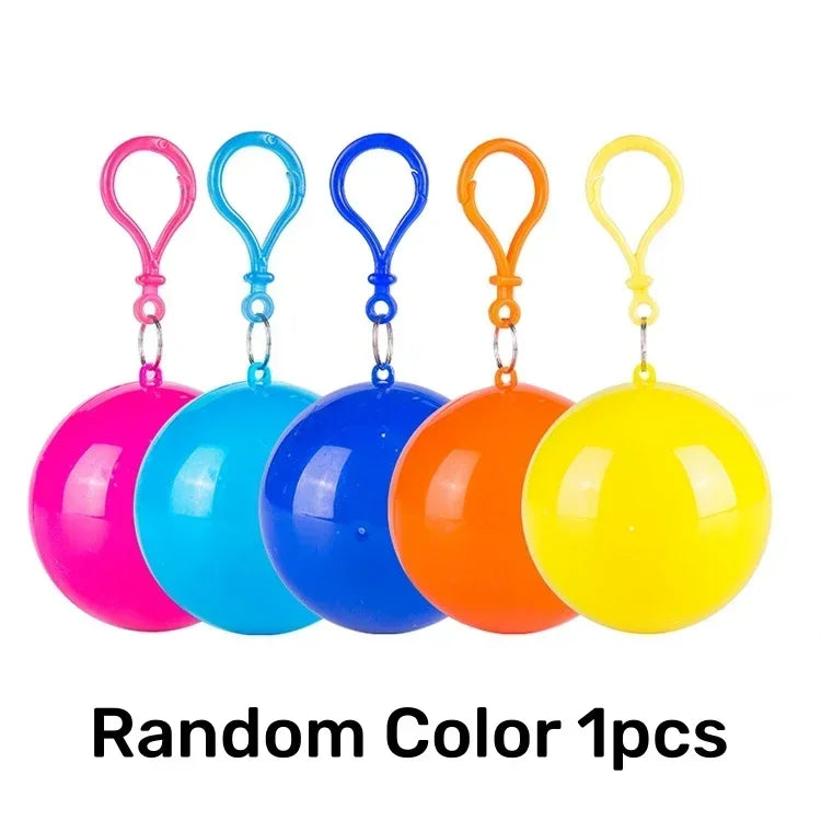 Portable Disposable Raincoat with Keychain - Compression Ball Pocket Poncho for Outdoor Travel and Camping