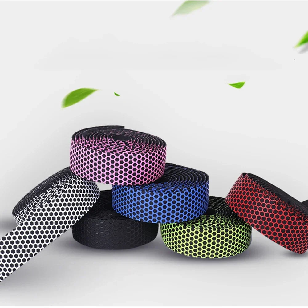 Road Bike Handlebar Tape - Anti-Slip EVA Foam Bar Wrap with Shock Absorption - Faux Leather Cycling Grip Tape with End Plugs (1 Pair)