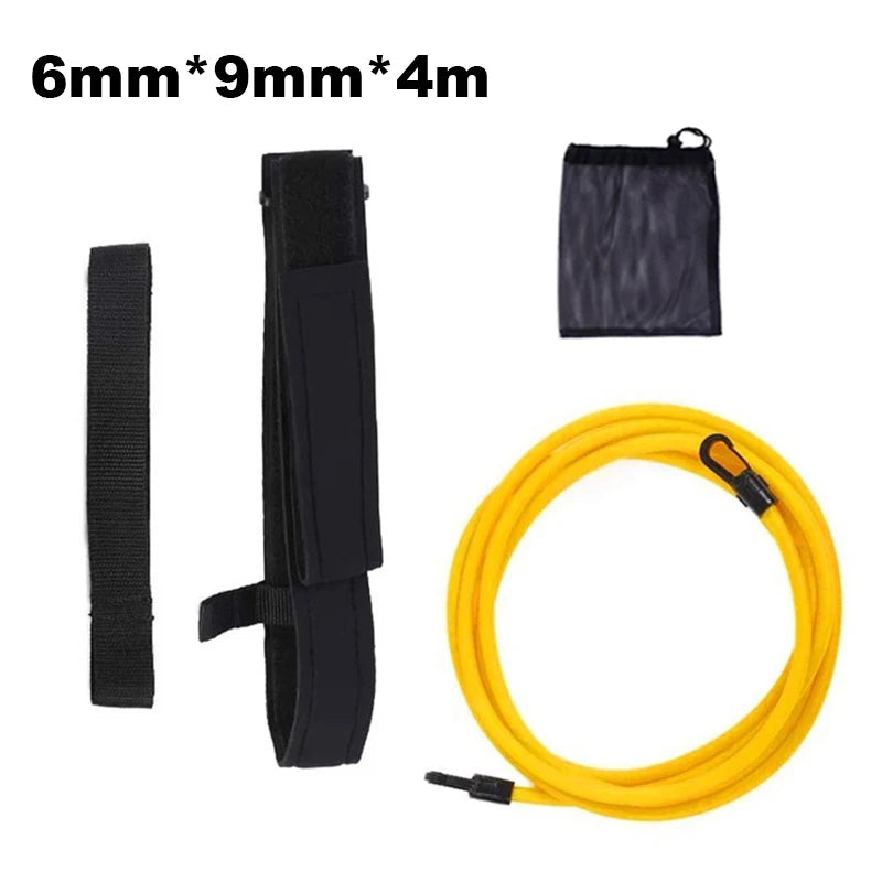 Swimming Training Resistance Belt - 4M Elastic Tether Harness with Stationary Leash for Pool Exercise and Swim Training Accessories