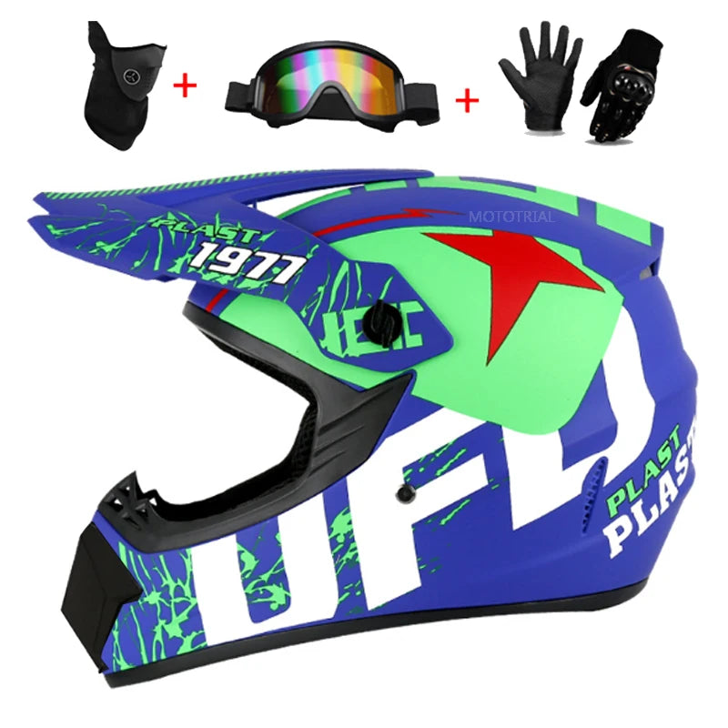 Youth Motocross Full Face Helmet - Kids Off-Road Safety Helmet with DOT Protection