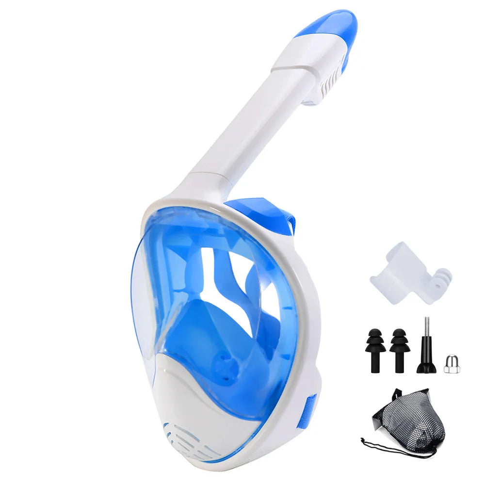 Full Face Snorkel Mask with Detachable Camera Mount,Snorkeling Swimming Diving Mask Wide View Anti-Fog Anti-Leak for Adult Youth