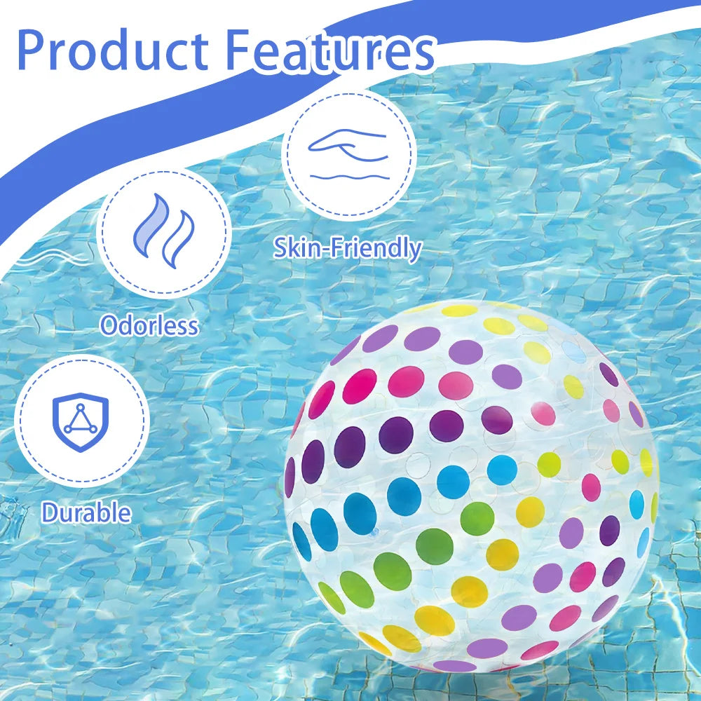15.35" Colorful Striped Transparent Inflatable Beach Ball - Perfect for Beach, Pool & Party Games (1 Piece)