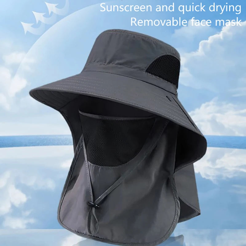 UV Protection Outdoor Sun Hat - Unisex Fishing & Hiking Cap with Neck Flap & Visor for Summer Adventures