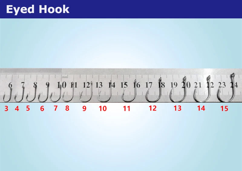 Professional Fishing Hook Set - 200 Pieces Eyed Circle Jighead Hooks, Sizes 3-12, Barbed Design for Carp Fishing and General Angling