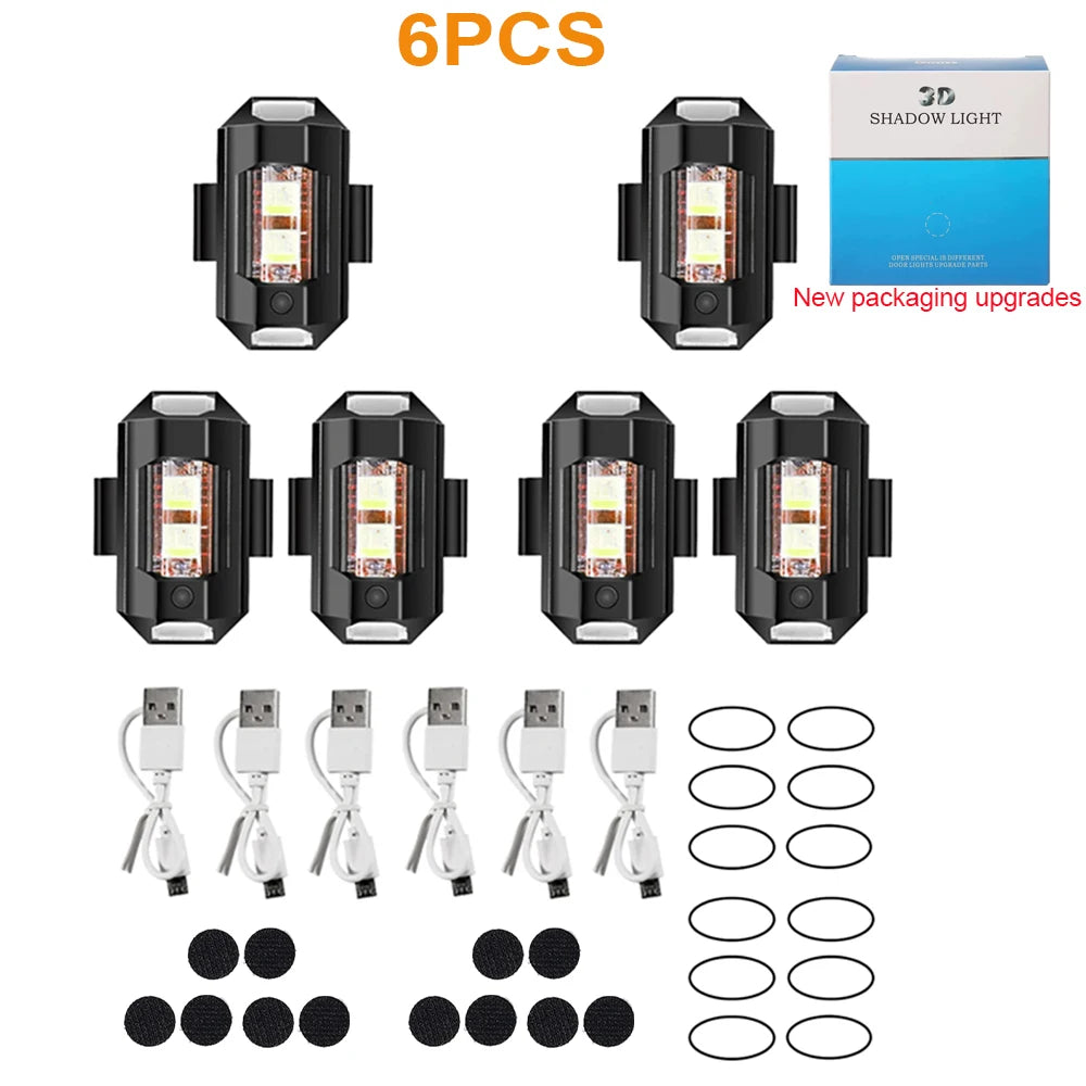 7-Color Mini USB LED Strobe Light - Anti-Collision Warning Signal for Motorcycles, Bikes, Drones & Aircraft