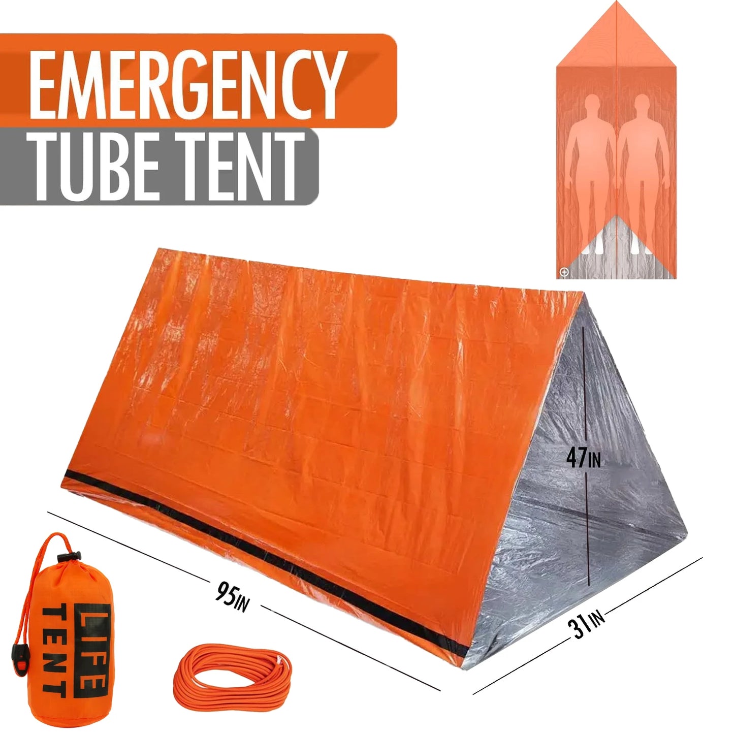 2-Person Waterproof Emergency Camping Tent - Family Travel Shelter with Pergola Design