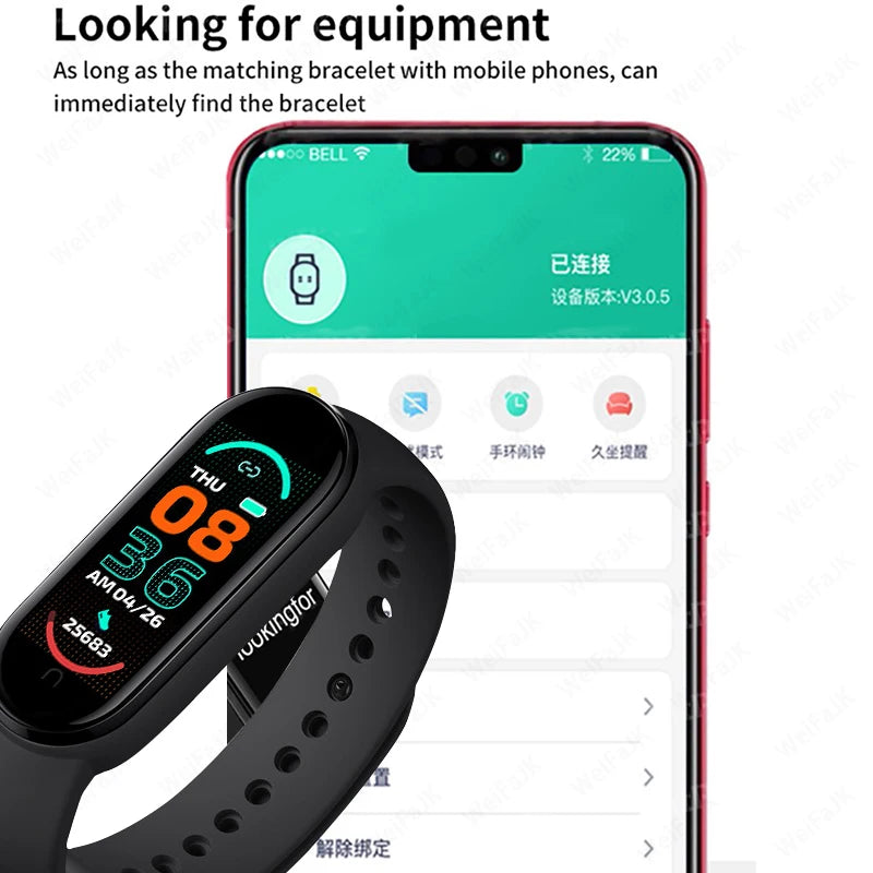 M6 Smart Watch for Men & Women - Fitness Smart Bracelet with Heart Rate & Blood Pressure Monitor