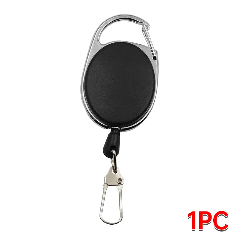 Retractable Badge Holder with Keychain - ID Card Holder with Backpack Clip, Lanyard & Hiking Buckle Key Ring Tool