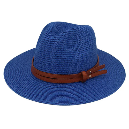 Breathable Straw Panama Hat - European American Style Jazz Sun Hat for Beach & Leisure