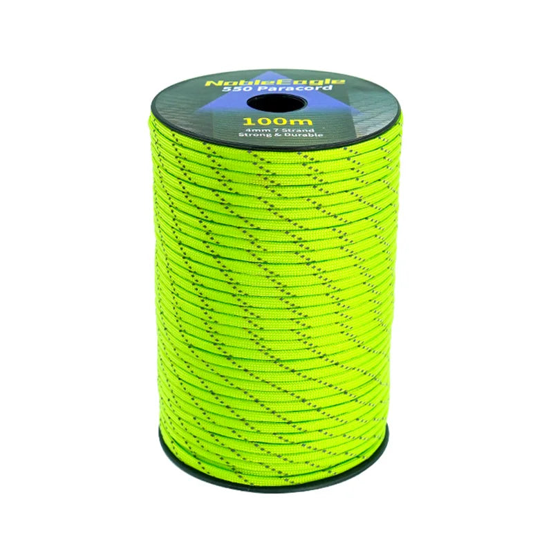 550 Paracord 7-Strand Reflective Military Tactical Rope - 4mm Parachute Cord for Camping, DIY Bracelets & Outdoor Gear