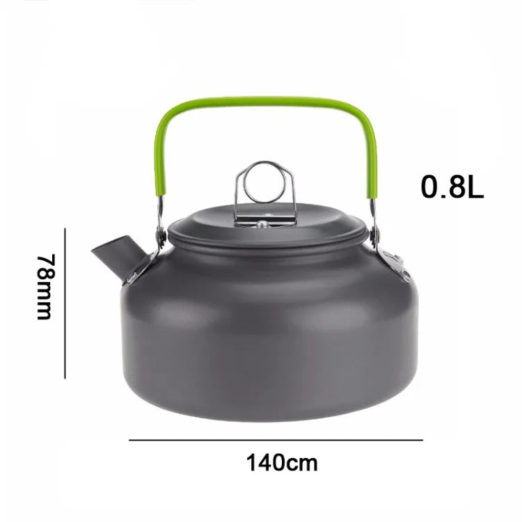 Portable Aluminum Alloy Camping Kettle - Multi-Size (0.8L/1.1L/1.2L/1.6L/2L/2.5L) for Outdoor Coffee & Tea - Perfect for Hiking, Fishing, Picnic & Cooking