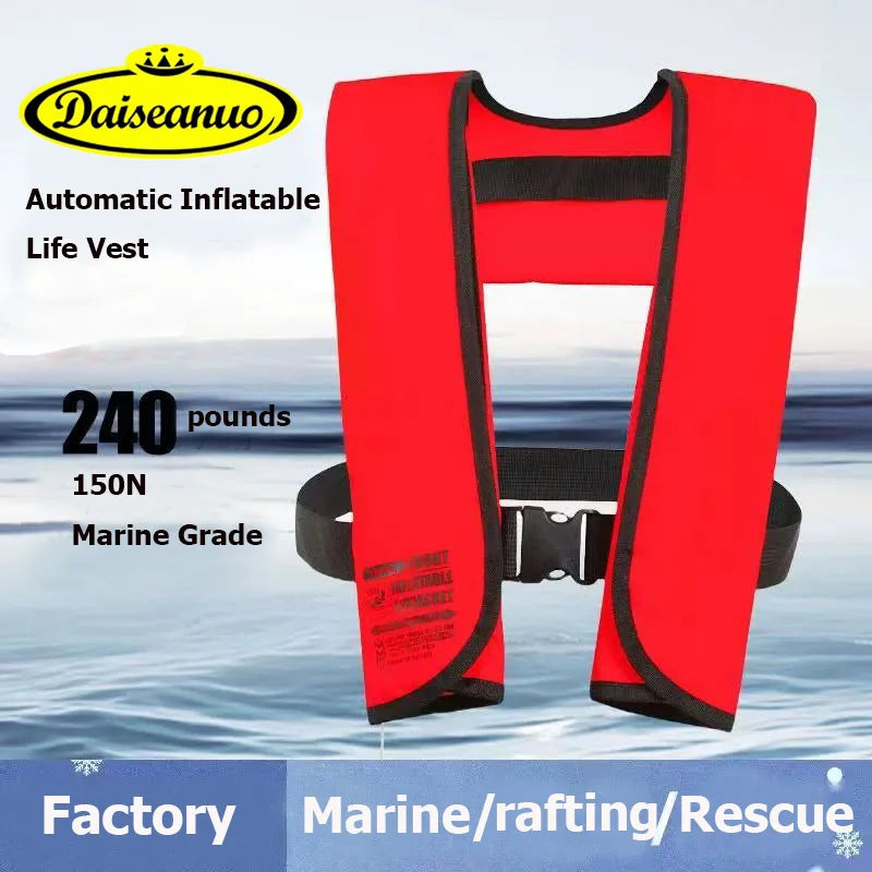 Adult Auto-Inflatable Life Jacket - Manual PFD 150N for Water Sports, Fishing & Rafting