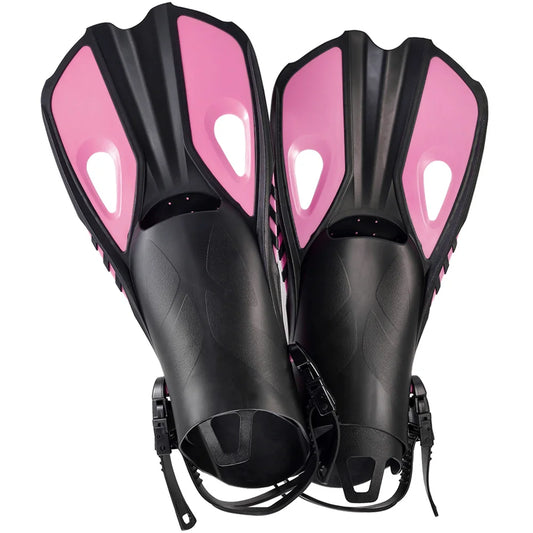 Adjustable Silicone Swimming Fins - Short Travel Diving Flippers with Open Heel Design for Adults, Youth & Kids