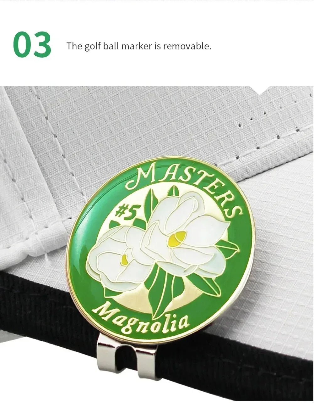 Magnetic Golf Ball Marker with Hat Clip - US Map White Flower Design Training Aid Gift for Kids Boys Girls Golfers