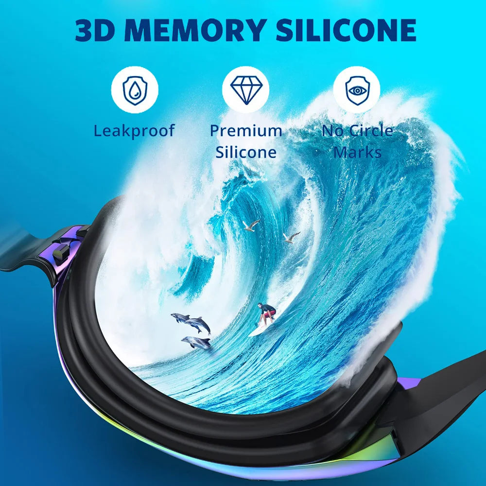 Professional Waterproof Swim Eyewear - Anti-fog 100% UV Protection - No Leaking - For Adult Men Women Youth