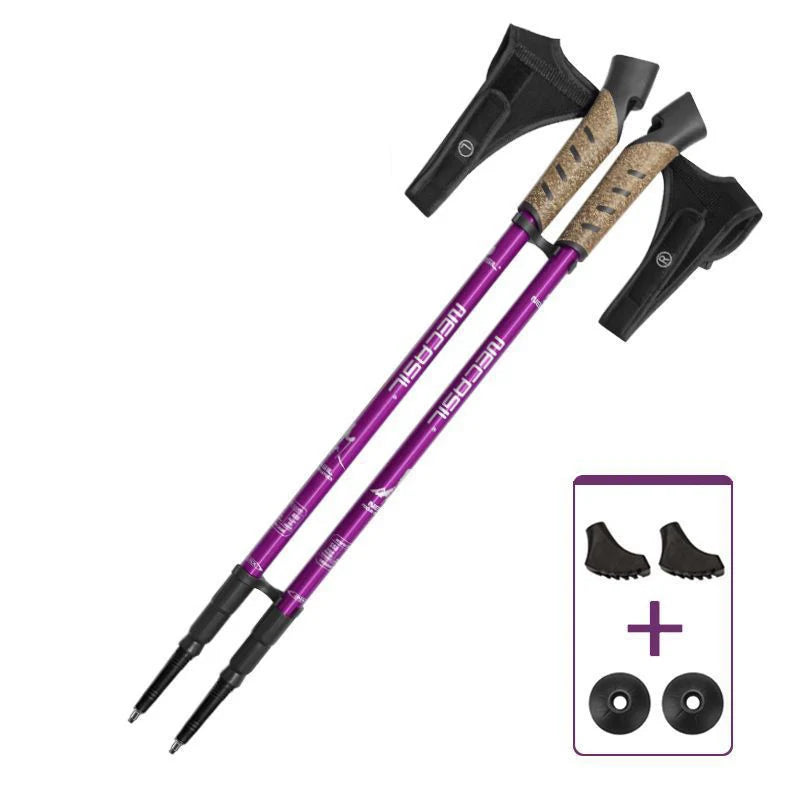 Nordic Walking Poles Set - 2PCS Telescopic Trekking Poles - 7075 Aluminum Alloy Hiking Sticks